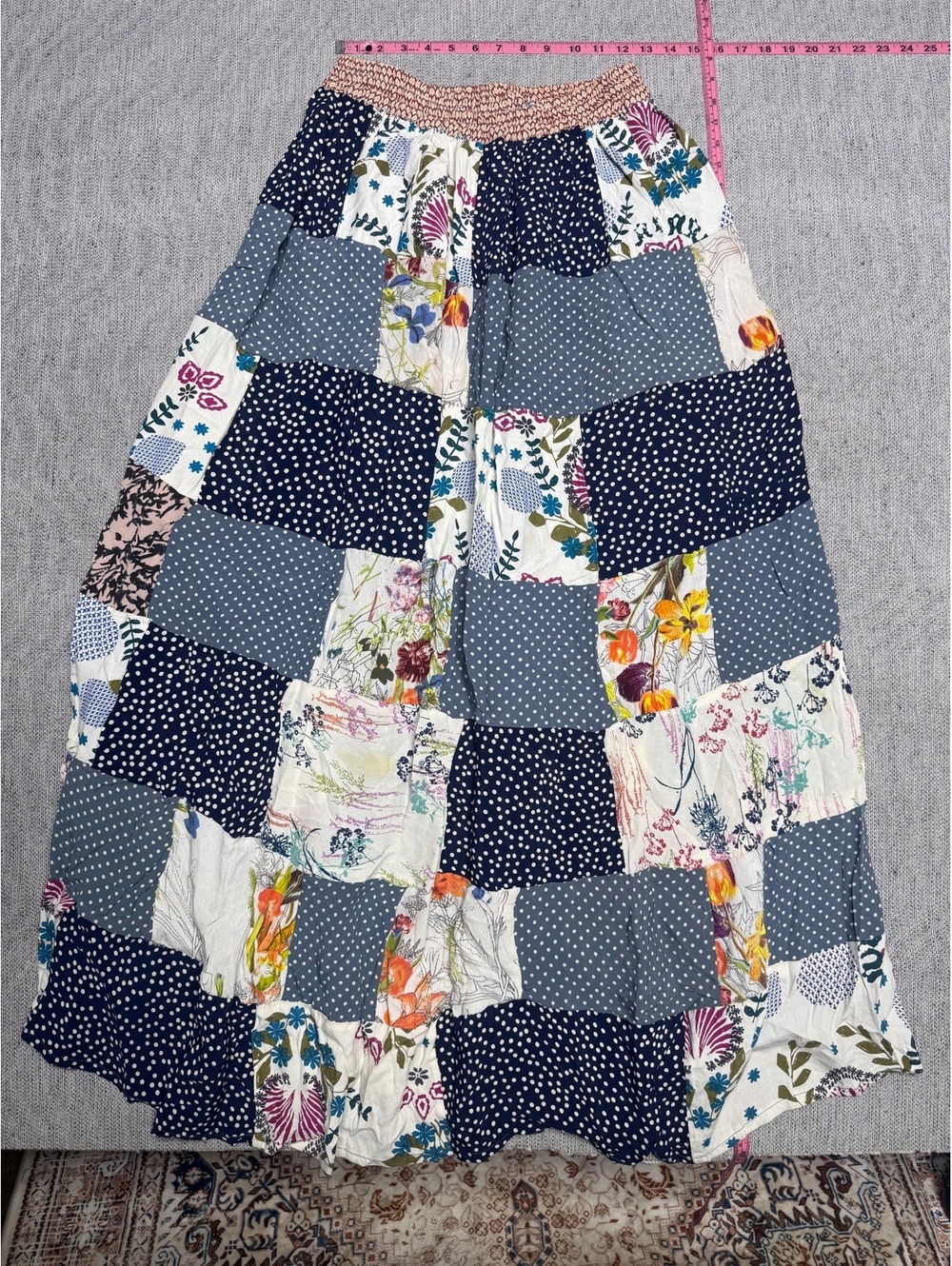 Jack Pot New York Patchwork Rayon Boho Maxi Skirt One Size - Picture 7 of 8